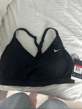 Nike Black V-Neck Padded Sports Bra with Racerback